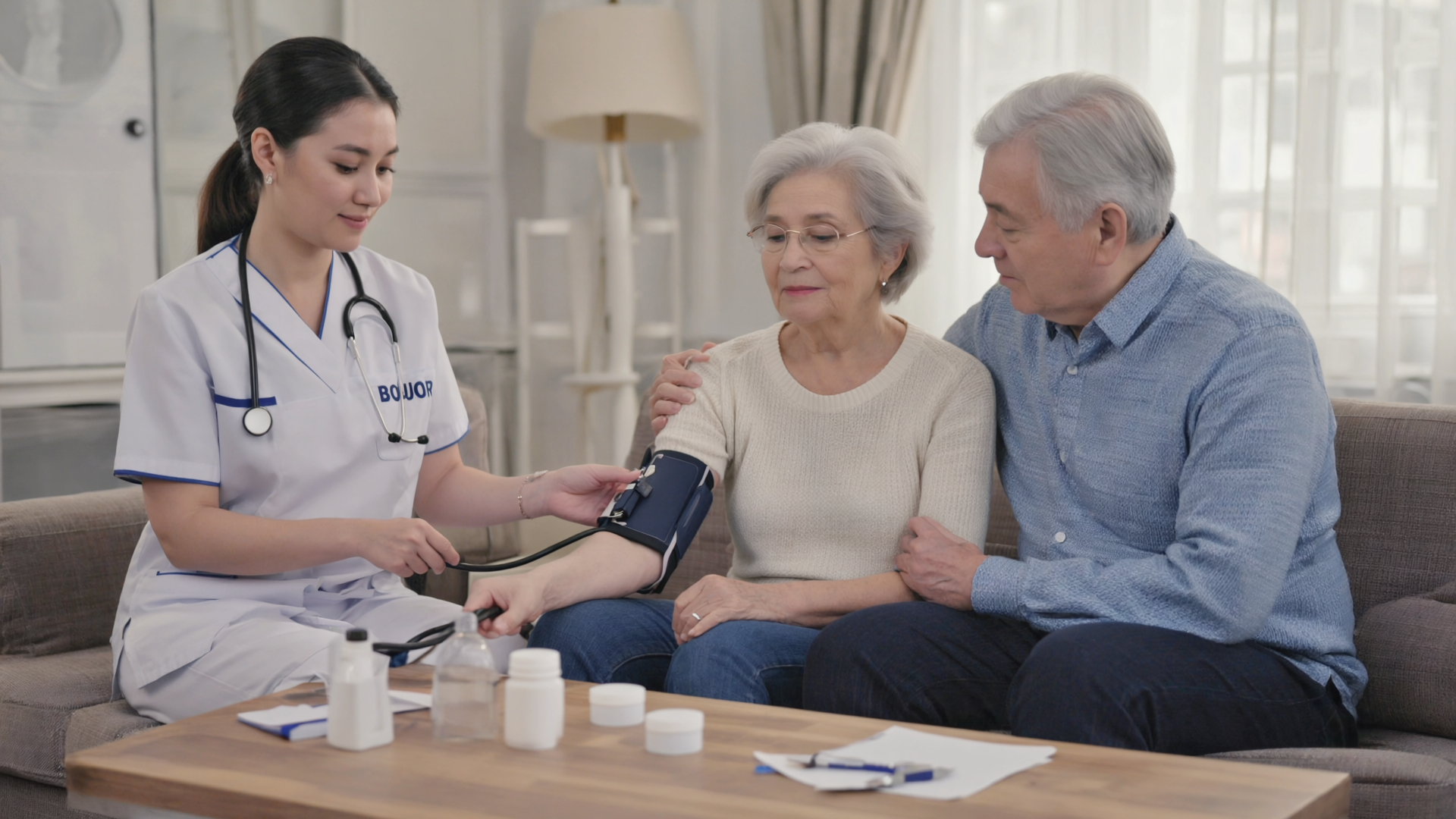 Elderly woman receiving compassionate 24-hour home care assistance from a professional caregiver in New Jersey