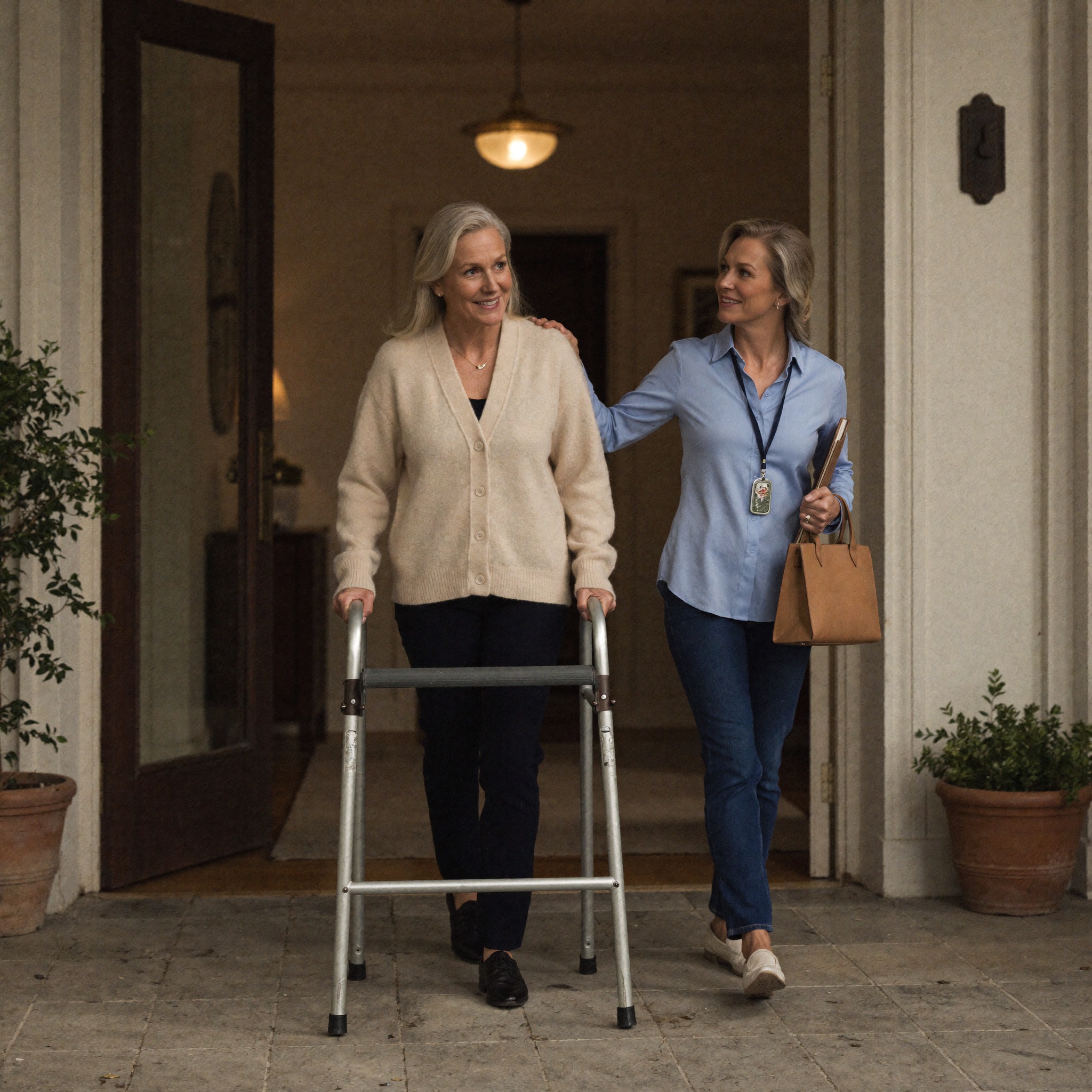 BONJOUR concierge welcoming an elderly woman home after a hospital discharge in New Jersey
