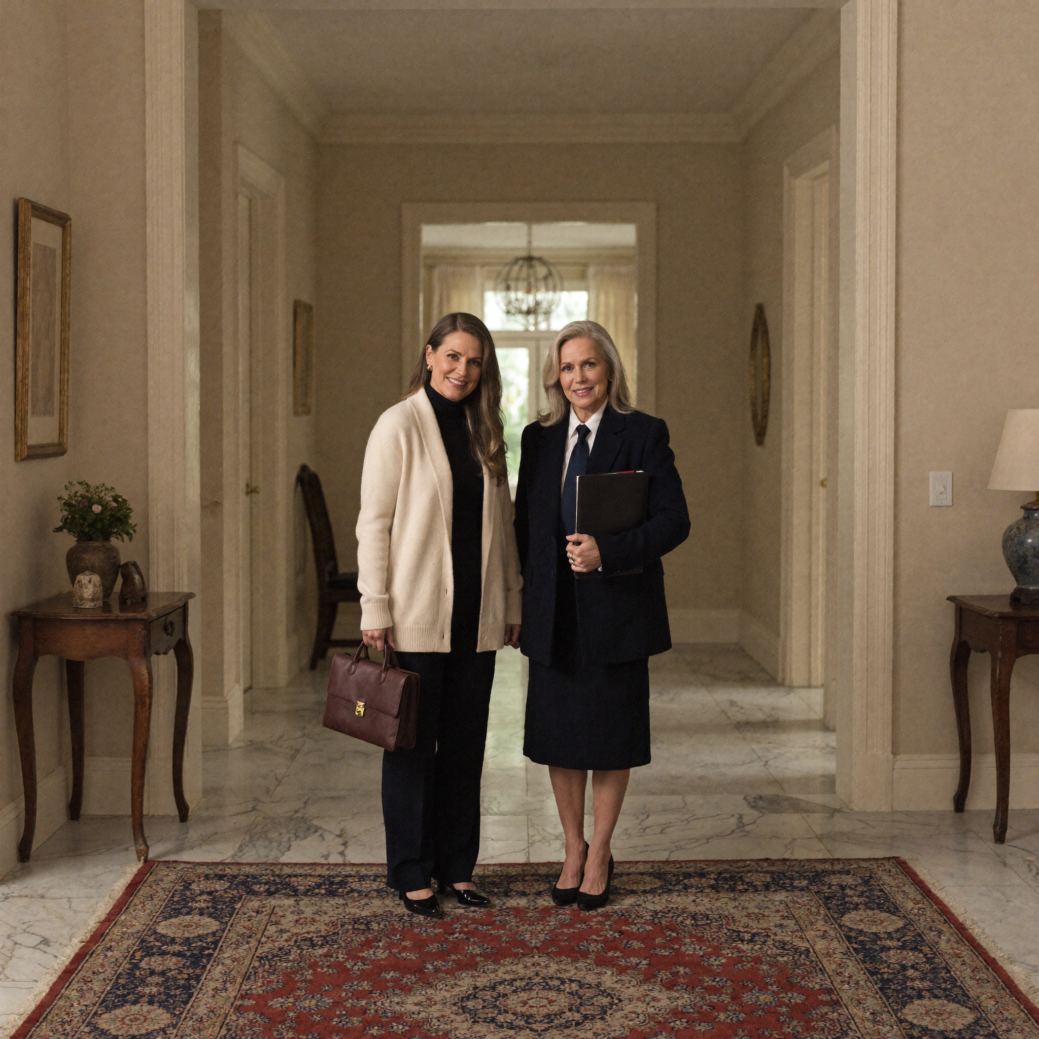 A BONJOUR aide in the elegant foyer of a New Jersey estate home providing concierge private care